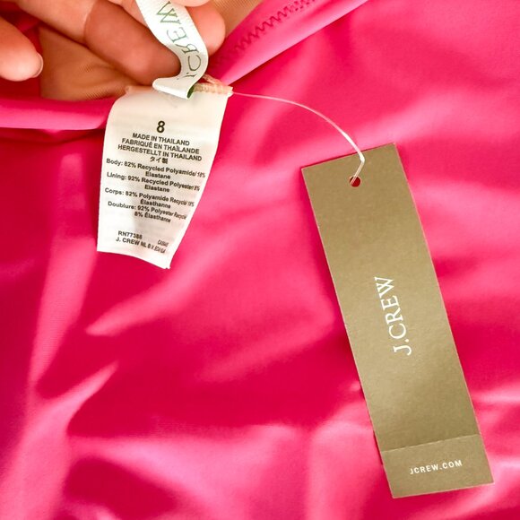 J. Crew | NWT | Ruched ruffle one-piece swimsuit in Radiant Fuchsia | Sz 8 - Picture 11 of 12